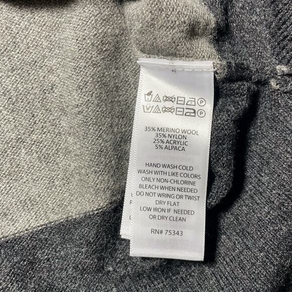 Christian Siriano Striped Merino Wool Blend Knit Sweater Gray Black - Size Large - Picture 4 of 6